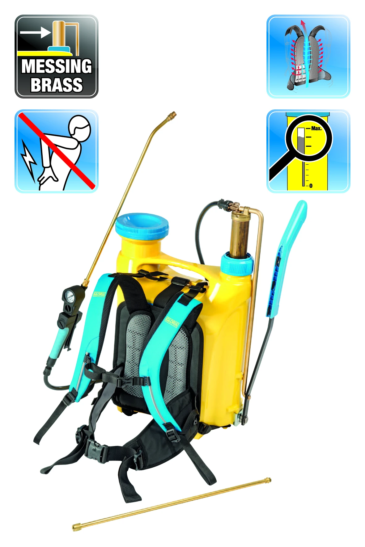 Gloria Pro 1800 - 18 Liter Kunststof + Messing Verlengstuk 50 Cm 5 Gloria Pro 1800 - 18 Liter Kunststof + Messing Verlengstuk 50 Cm - Afbeelding 3